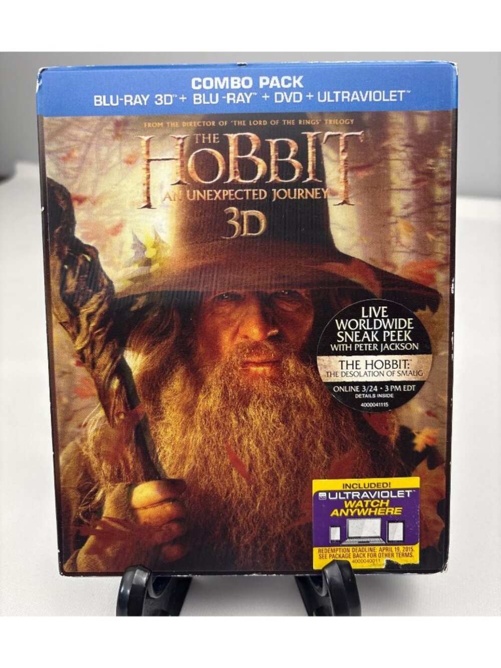 The Hobbit An Unexpected Journey 3D Blu-Ray Combo Pack DVD Ultraviolet 2012